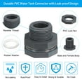 thumbnail image 3 of Conector de tanque de agua Uxcell Bulkhead Fitting NPT 3/4' Gris 2Pcs, 3 of 6