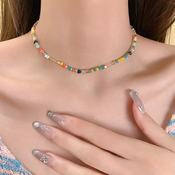 Beaded Necklace in Colorful Pearls 41cm to 50cm Ideal for Fashion Lovers