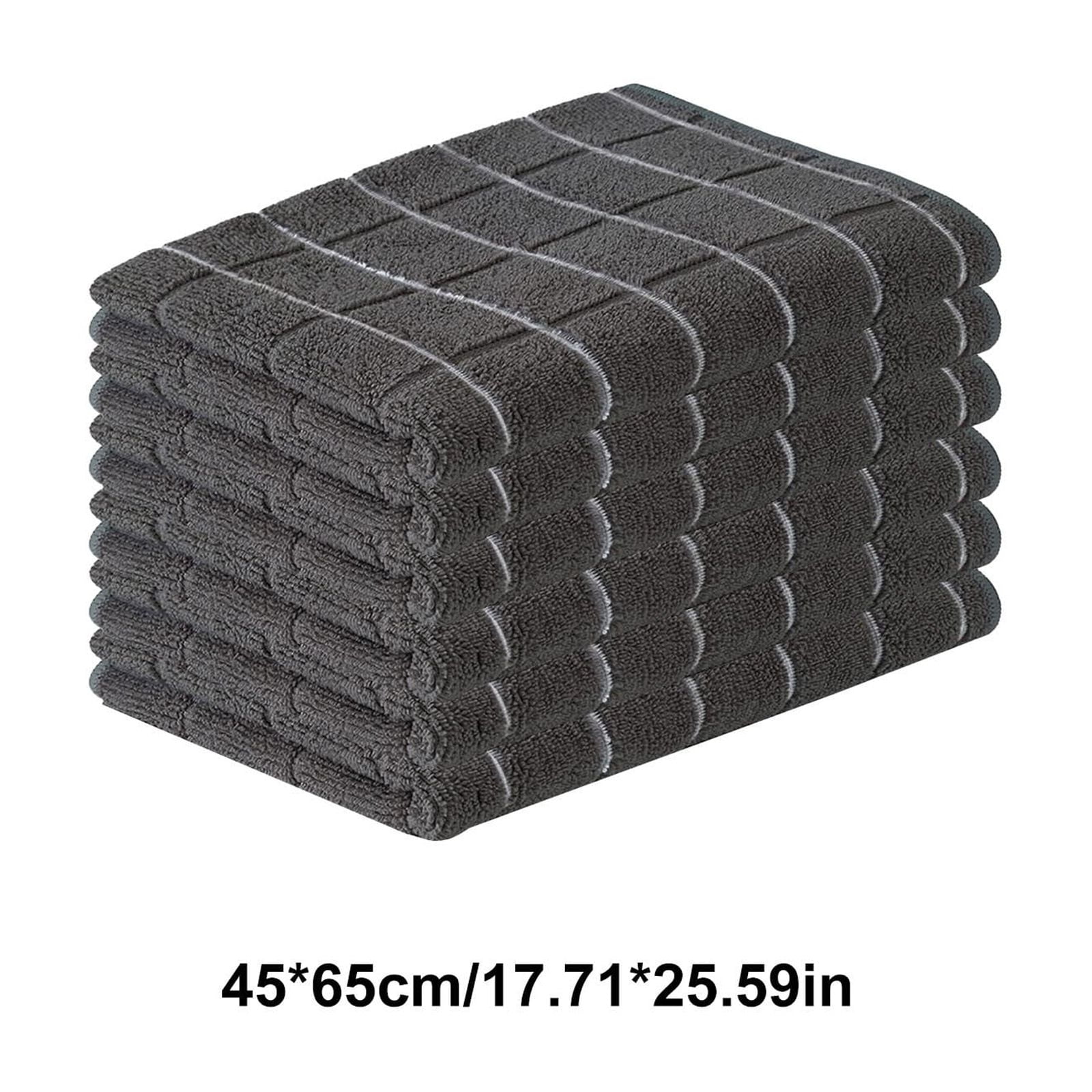 Premium Kitchen Towel and Dish Cloth Value Set: Highly Absorbent, Super Soft, Long-Lasting, Checked and Solid Hand Towels, Tea Towels, Bar Towels - 6 Pack(Black)