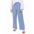 thumbnail image 5 of Women'S Cotton Linen Drawstring High Waisted Pants Casual Loose Fit Wide Leg Trousers Light Blue L, 5 of 7