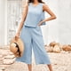 thumbnail image 2 of Conjunto de pantalones y camisa informal para mujer, estilo bohemio, camisetas sin mangas recortadas, pantalones, traje de vacaciones FLhrweasw Para estrenar, 2 of 9