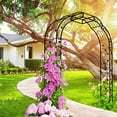 thumbnail image 2 of 74"x98" Metal Garden Arch Arbor Trellis for Climbing Plants Roses Outdoor Décor Black, 2 of 7