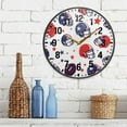 thumbnail image 3 of Yayeee Wall Clock Battery Operated 9.5" Silent Non-Ticking for Living Room, Star Spangled Helmets, 3 of 8