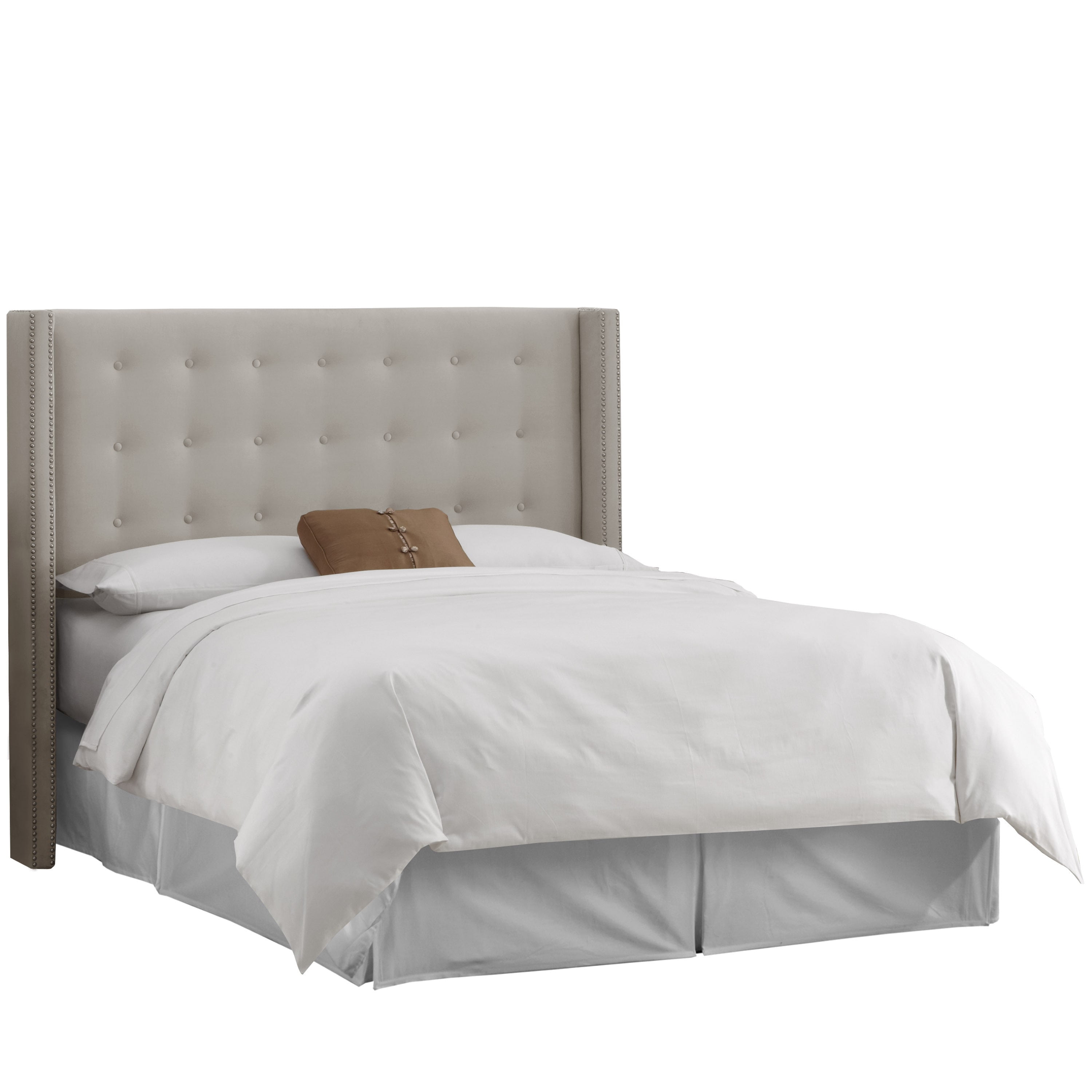 Skyline Furniture Light Grey Velvet Nail Button Tufted Wingback