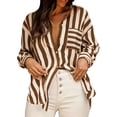 thumbnail image 6 of Guluxicc Women's Striped Shirts with Pocket Loose Long Sleeve V Neck Beach Tops for Summer Vacation Outfits, 6 of 6