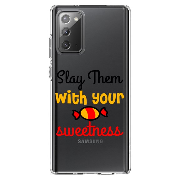 DistinctInk Clear Shockproof Hybrid Case for Galaxy Note 20 ULTRA (6.9" Screen) - TPU Bumper Acrylic Back Tempered Glass Screen Protector - Slay Them With Your Sweetness
