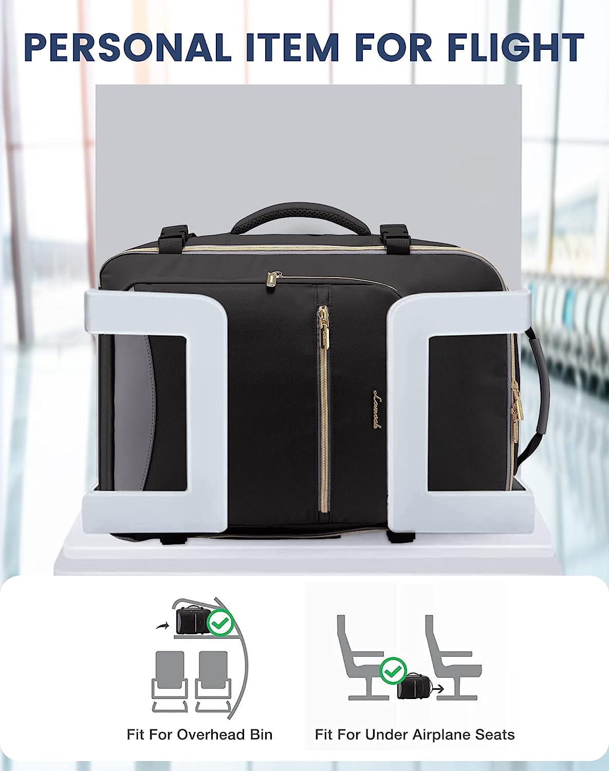Lovevook Travel Luggage Backpack,Laptop Backpack for Women 17.3",40L Waterproof Carry-on Business Daypack Flight Approved Large Weekender Overnight Bag with 3 Packing Cubes