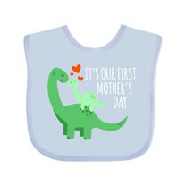 Inktastic It's Our First Mother's Day Cute Dinosaur Family with Hearts Boys or Girls Baby Bib