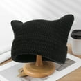 thumbnail image 5 of UDIYO Crochet Hats for Women Handmade Knit Cat Ear Beanie Hat Winter Fox Hat Slouchy Vintage Goth Grunge Beanies, 5 of 7