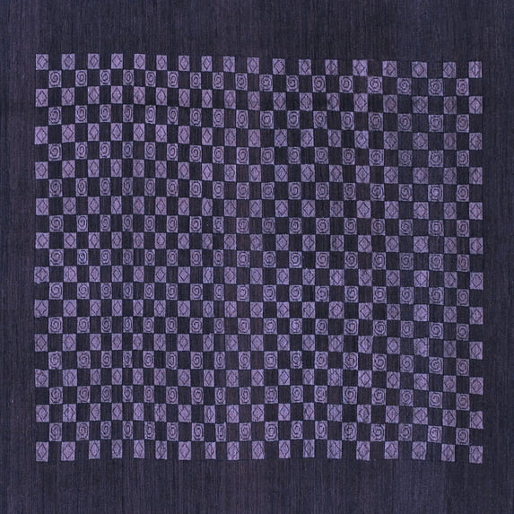 Ahgly Company Machine Washable Indoor Square Checkered Blue Modern Area Rugs, 5' Square