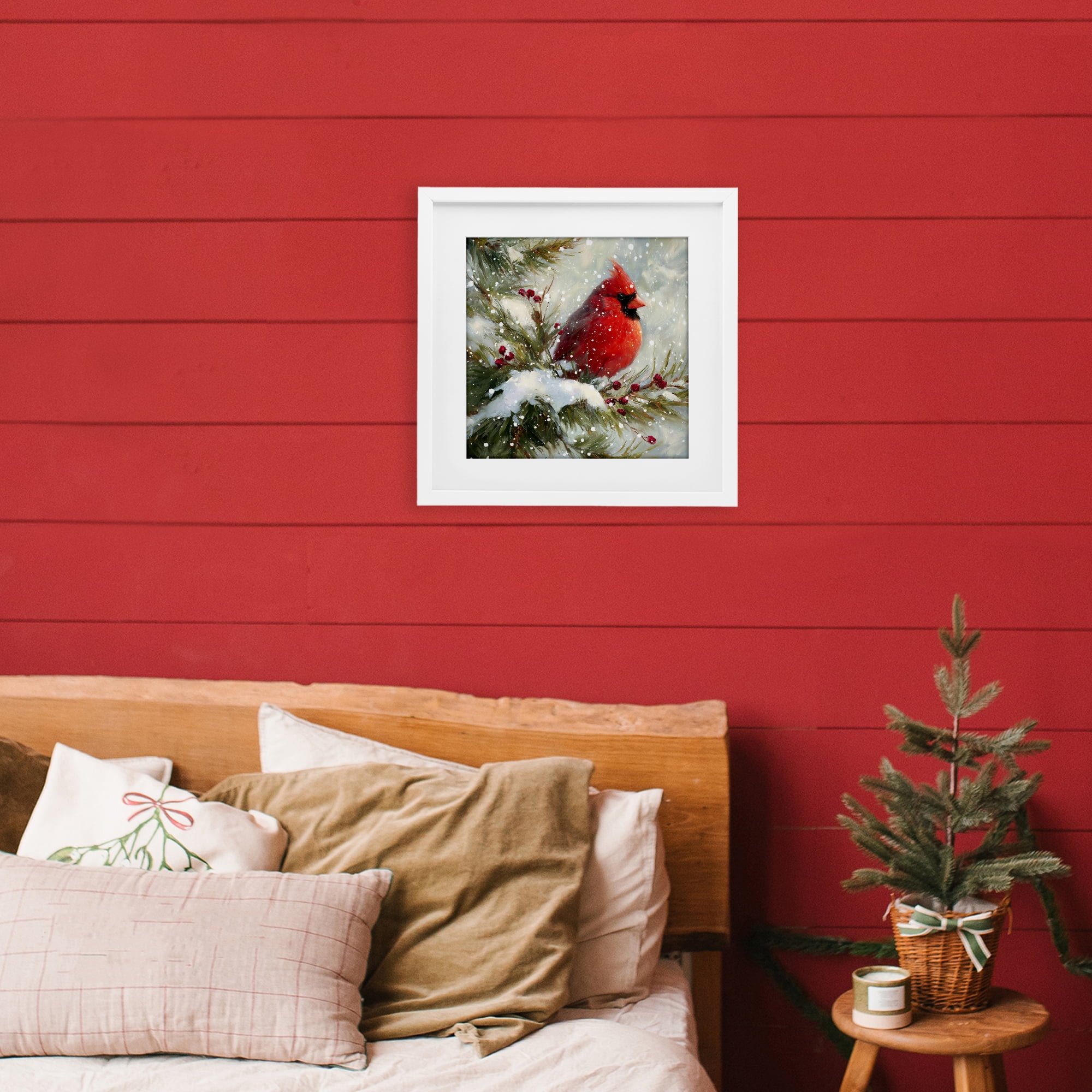 Stupell Industries Winter's Red Jewel White Framed Print Under Glass, design by Tina LeCour