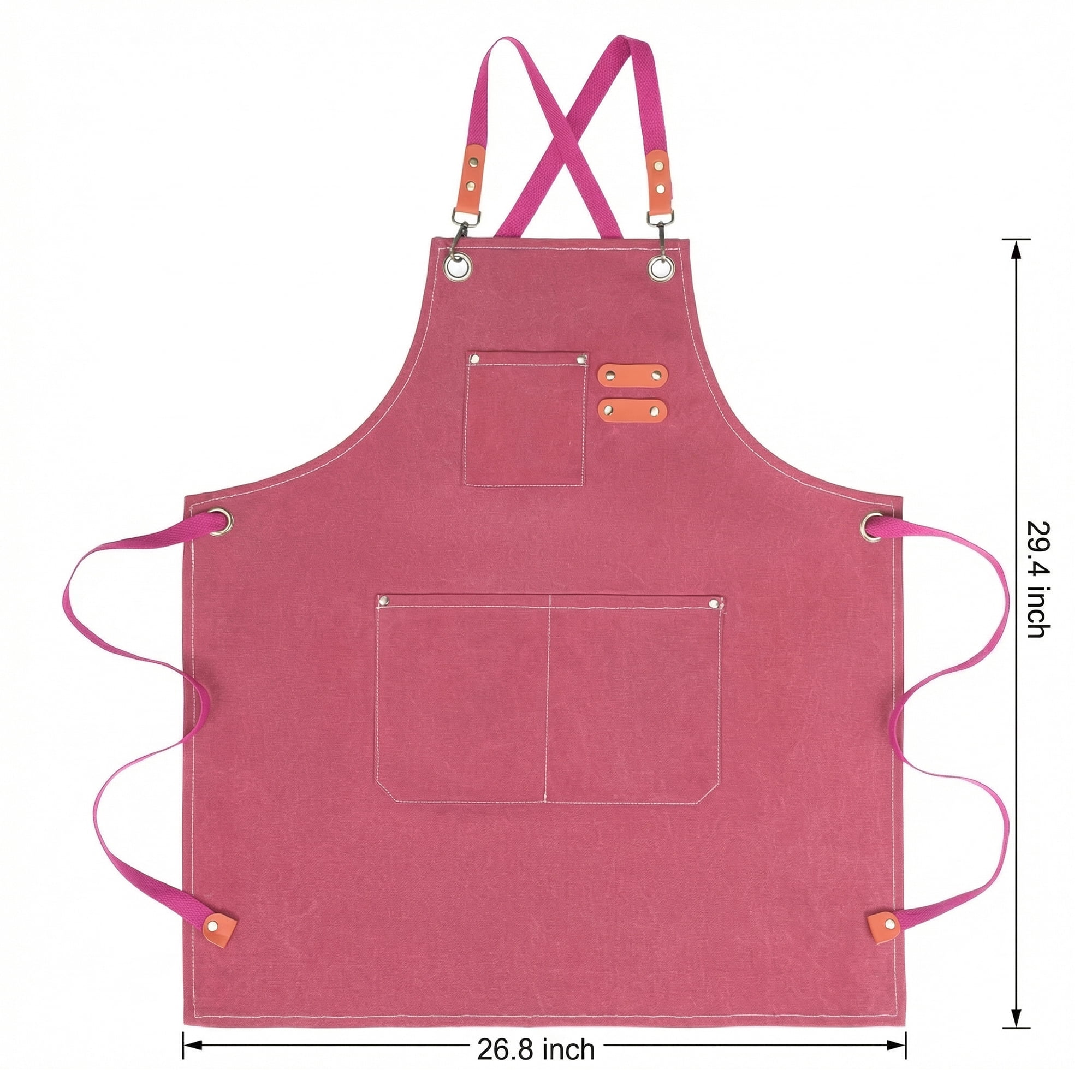 Unique Bargains Adjustable Long Waist Kitchen Apron with Pockets for People Deep Red