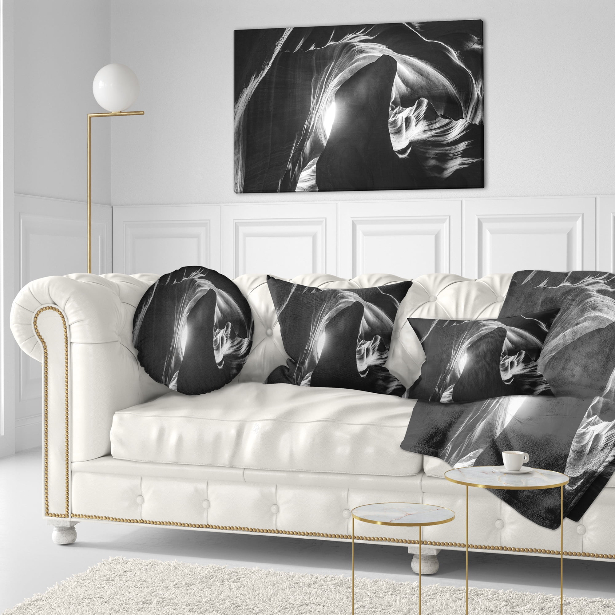Designart Antelope Canyon in Navajo - Landscape Photography Throw Pillow - 12x20