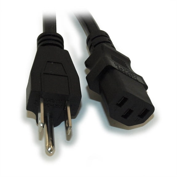 3ft Computer Power Cord (NEMA 5-15P to C13 Plug), 18AWG, Black