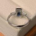 thumbnail image 3 of Lab sapphire ring, emerald cut blue gemstone ring, September birthstone ring, silver 925, promise ring for her, 3 of 4