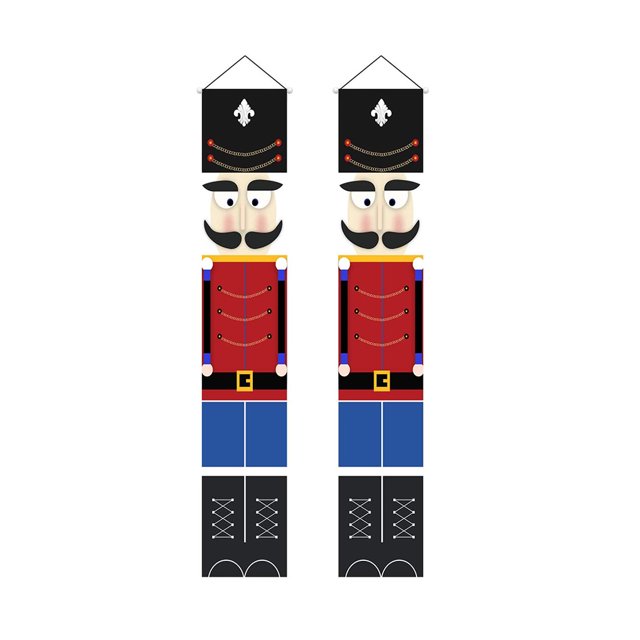 Inteprter 1 par de pareado de puerta delantera, letrero de porche de Navidad, pancarta de tela Oxford, decoración del hogar Kits de decoración para fiestas Inteprter HA001137-00