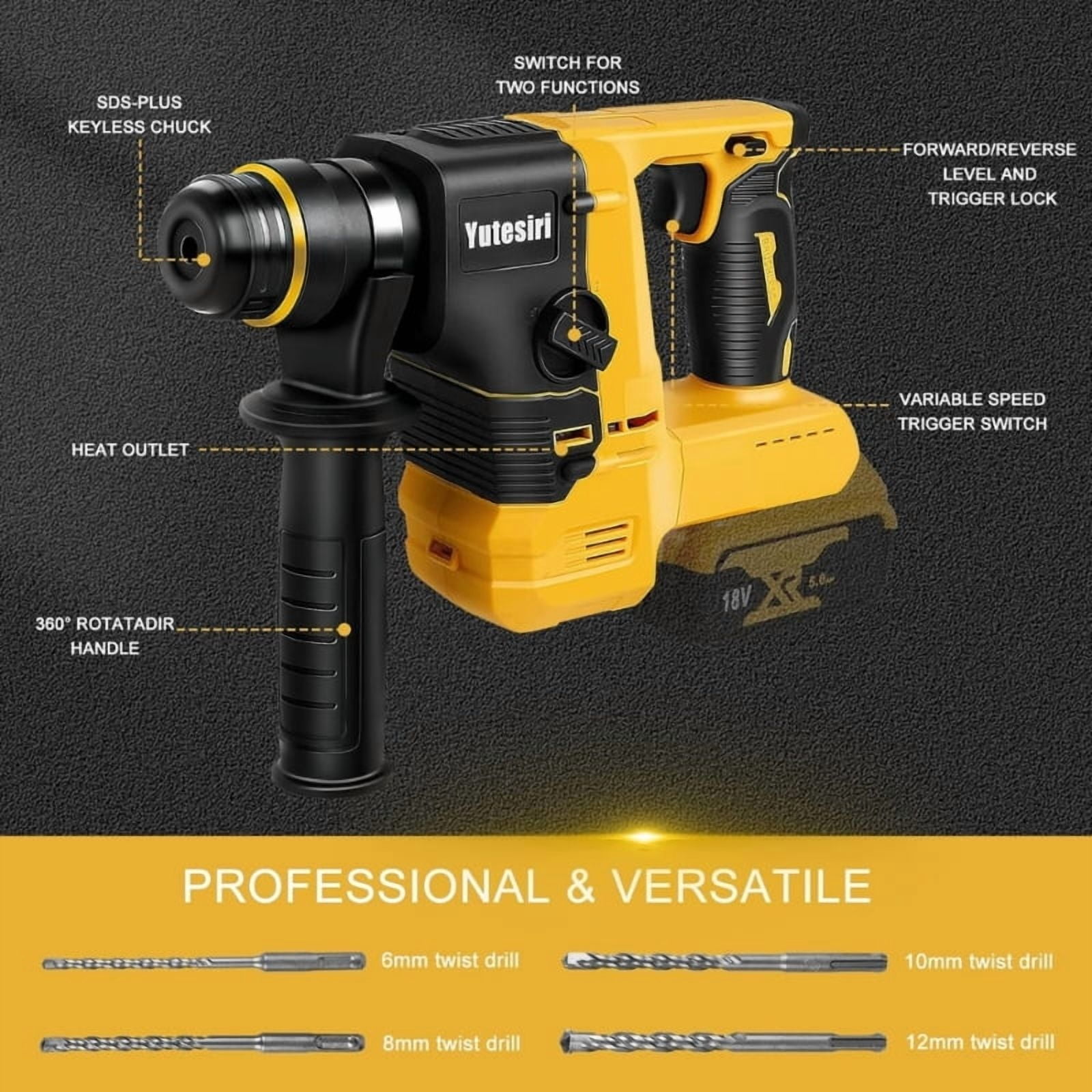 Electric Brushlesses Electric Hammer Drill Multifunctional Rotarys Hammer