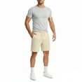 thumbnail image 5 of Dwelliawo Men’s Waffle Sweat Shorts Baggy Summer Lounge Elastic Waist Shorts Gym Running Shorts with Pockets Beige L, 5 of 6