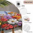thumbnail image 3 of Vintage Wildflowers Round Tablecloth for 36-44 Inch Tables,Fitted Table Cover with Elastic Edge,Rustic Oil Painted Abstract Botanical Waterproof Outdoor Table Cloth Protector for Patio Garden Dinner, 3 of 9