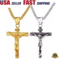 thumbnail image 4 of Antique Cross Jesus Christ Crucifix Cross Pendant Chain Necklace Retro Accessories for Men and Women, 4 of 15