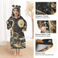 thumbnail image 3 of FORMRS Wearable Blanket Hoodie with Sleeves for Kids Cozy Flannel Sweatshirt, Black Dinosaur, 3 of 7