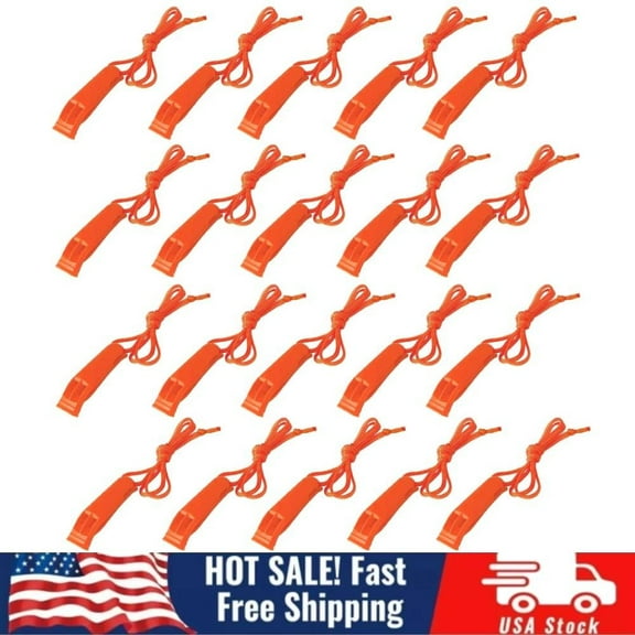 20Pcs Emergency Safety Whistle Plastic Whistles Set w/ Lanyard for Camping Team