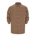thumbnail image 5 of Mens Button Down Shirt Robes Big Shirts New Years Eve Shirt Men Soft T Long Sleeve Undershirt for Men Linen Clothes S T Shirts Casual Fitted Dress Sleeve Top Long Male Summer Solid Casual Brown XL, 5 of 8