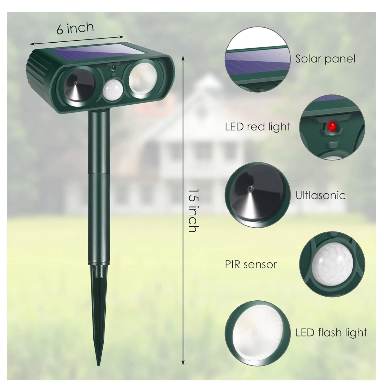 Solar Animal ,4 Pack Ultrasonic Animal Repeller Outdoor with Sensor & Flashing Light,Animal Deterrent Devices Cat,Squirrel,Deer,Dog,Raccoon,Skunk,Rabbit for Yard Garden Lawn