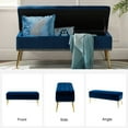 thumbnail image 3 of Tina's Home 45" Velvet Storage Bench Upholstered Tufted End of Bed Bench Bedroom Entryway Navy, 3 of 10