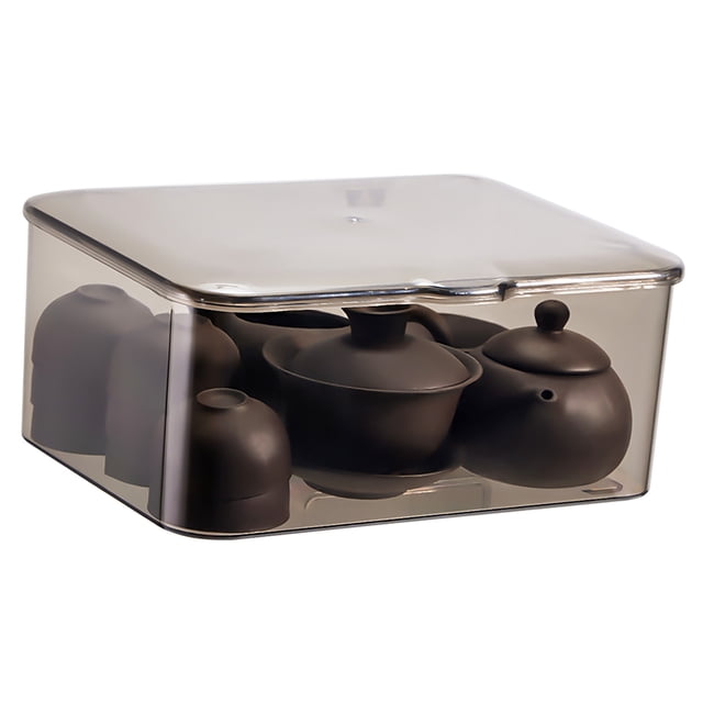CAJA DE ORGANIZADOR DE TETERA DE TAZA DE TÉ, RESTENTE CAJA DE ALMACENAMENTO DE TÉ TRANSPARENTE A PRUEBA DE POLVO, MÁS PRÁTICA PARA MESA