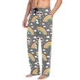 thumbnail image 3 of Men's Pajama Bottoms Raccoon Rainbow Men's Cotton Pajama Pants Men's Loose Printed Pajama Pants Casual Pants with Pockets, 3 of 6