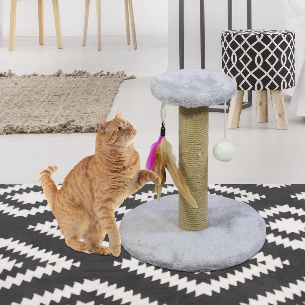 Fzaqwen Cat Scratching Post Cat Scratcher Scratch Post Interactive Toy Cat Gift Climbing Round Gray