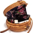 thumbnail image 3 of Namzi Circle Rattan Straw Crossbody Bags for Women 7.1” with Adjustable Genuine Leather Strap, 3 of 5