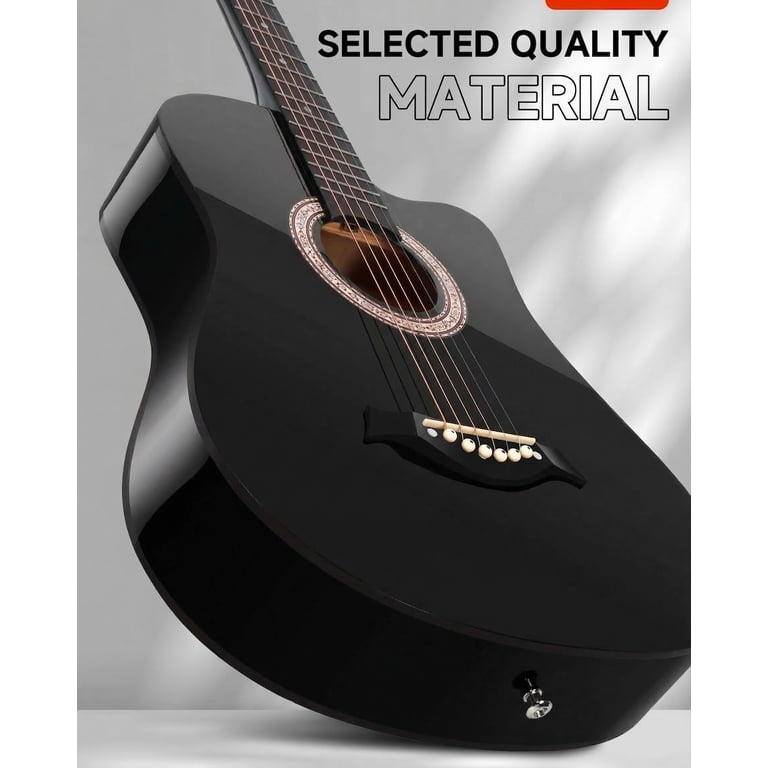 Moukey 38" Acoustic Guitar Beginner Kit, Black photo 5