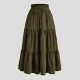 thumbnail image 2 of Xudanell Women's Summer Bohemian Floral Printed Elastic Waist Maxi Skirt Soft comfor Skirt (Green,XL), 2 of 3