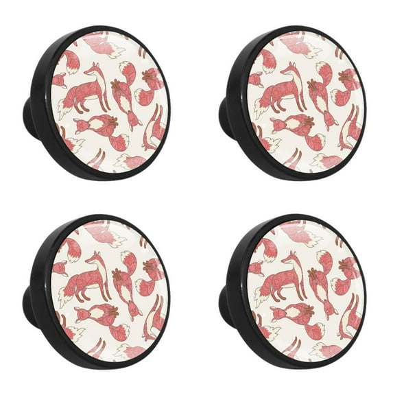 4 Pcs Fox Knobs for Kitchen Cabinet Cupboard Dresser Bookcase Drawer Pulls Handles Round Home Decor