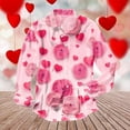thumbnail image 4 of IWRICH Valentine's Day Dress Shirt for Men Vacation Stylish Casual Lapel Long Sleeve Heart Printed Button down Tops Pink S, 4 of 7