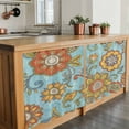 thumbnail image 6 of Turquoise Boho Floral Tier Curtains 36 Inch Length, Vintage Abstract Ethnic Flowers Cafe Short Curtains for Bathroom Over Sink, Small Kitchen Curtain Light Filtering Drapes 2 Panels 27.5"Wx36"L, 6 of 8