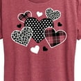 thumbnail image 3 of Instant Message - Mixed Patterned Hearts - Women's Short Sleeve Graphic T-Shirt, 3 of 6