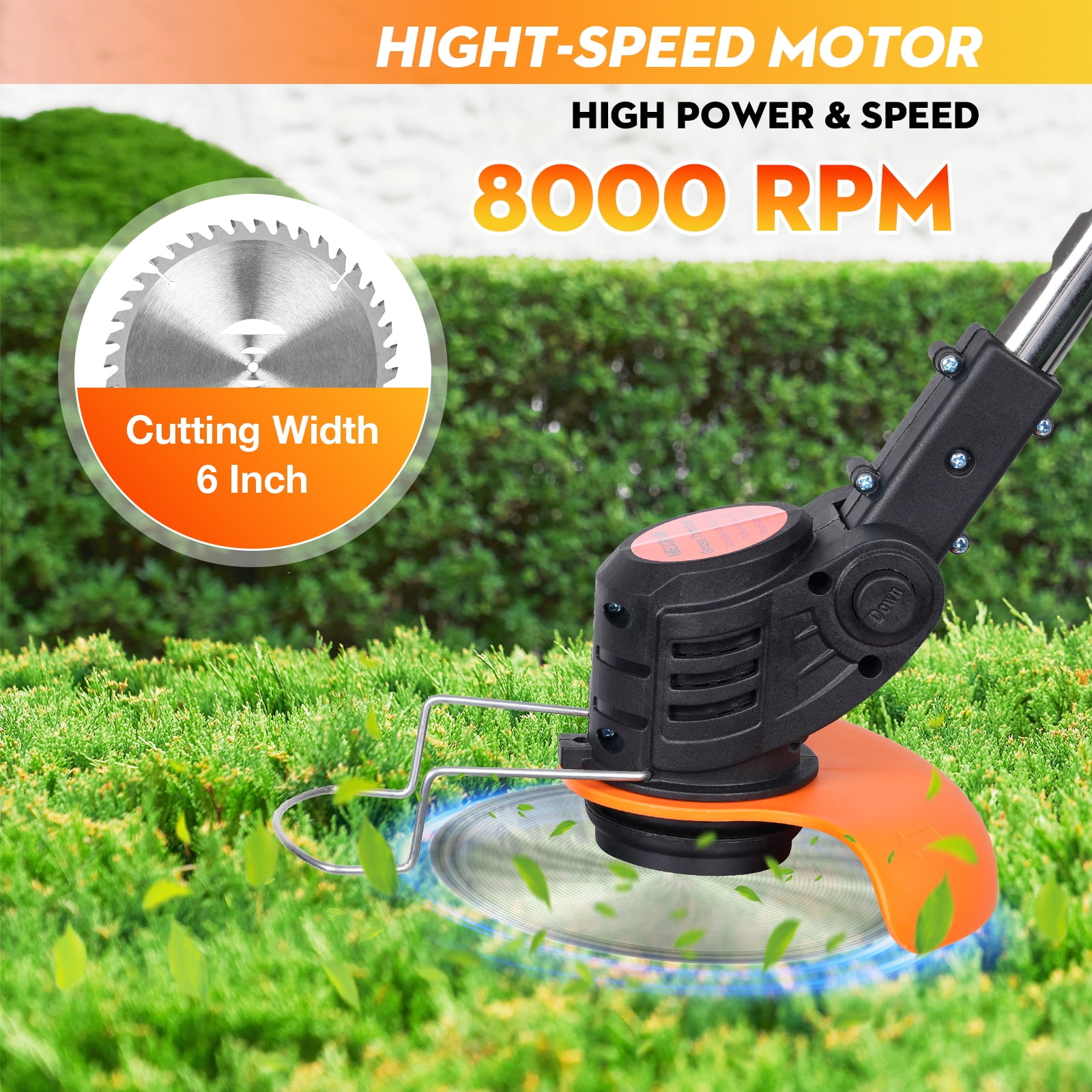 NEXPOW 24V Cordless Grass Trimmer  Lightweight Lawn Edger & Weed Cutter for Garden & Yard Care, Orange