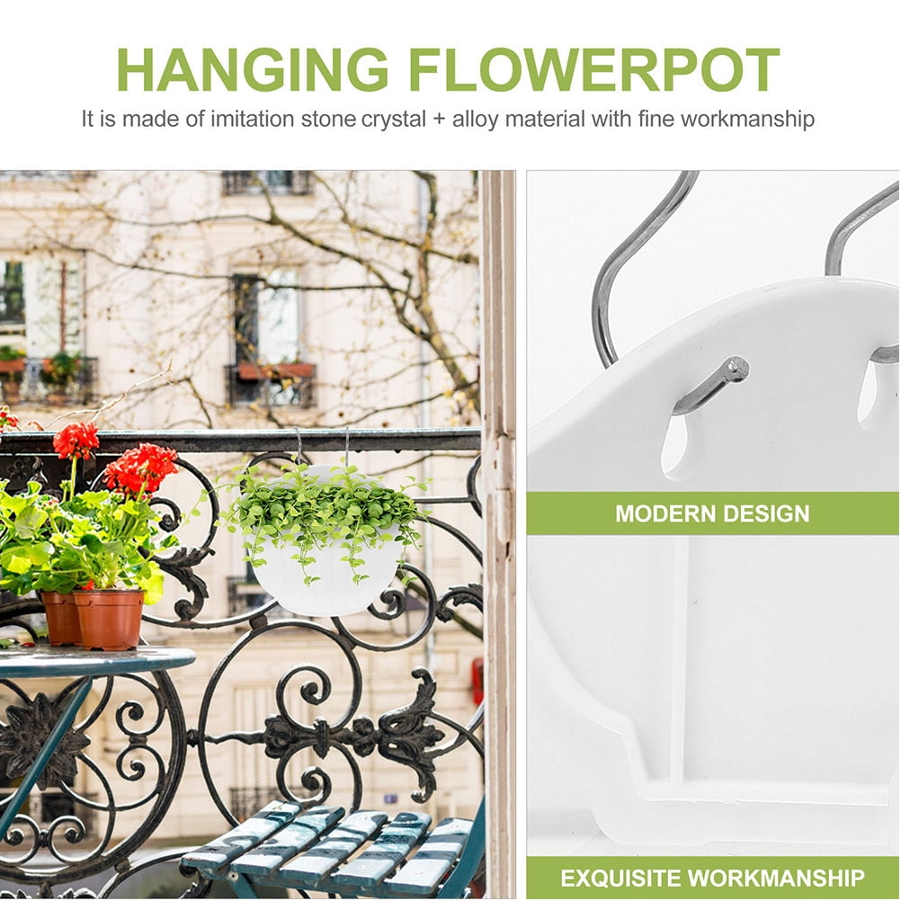 Nicehomfit 3Sets Plastic Hanging Flower Holders White for Home Balcony Office Indoor Plant Storage