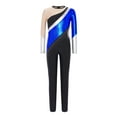 thumbnail image 3 of vastwit Girls Kids Metallic Bodysuit Color Block Gymnastics Leotard Figure Skating Jumpsuit Full Body Dance Unitard Royal Blue 6, 3 of 7