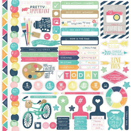 - Echo Park Paper CASTK-70014 Creative Agenda Element Cardstock Stickers, 12\