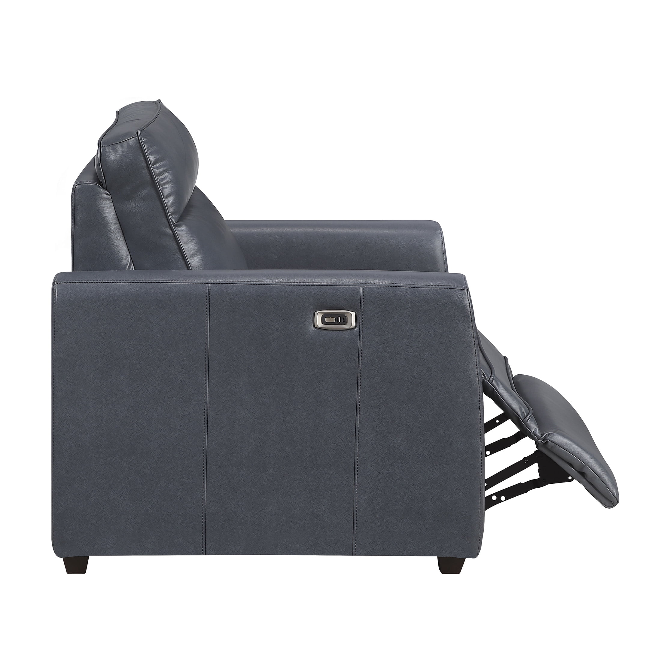 OakvillePark Ardena Faux Leather Power Reclining Chair with Rounded Track Arms, Zero Wall Recliner, Navy