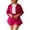 Hot Pink, variant on Women Sets 2 Piece Outfits Women's Casual Spring Long Sleeve Shirt and High Waist Drawstring Shorts Solid Color Fashion Set