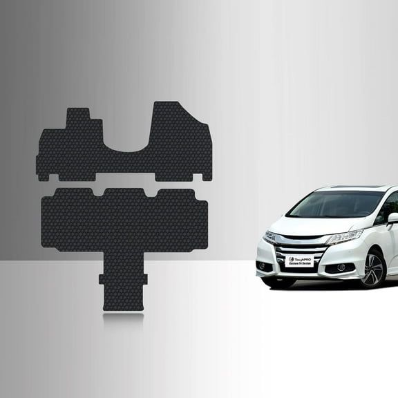 ToughPRO Front   2nd Row Mats Compatible with Honda Odyssey 2011 7 Seater - All Weather Heavy Duty (Made in USA) Black Rubber