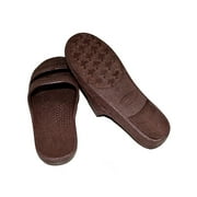 Brown Rubber Slide on Sandal Slippers Double Strap, Dark Brown Hawaii Sandal, Size 8 Women size 8 / men size 6