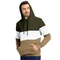 thumbnail image 3 of Satankud Men's Pullover Hoodies Plaid Jacquard Color Block Long Sleeve Casual Hooded Sweatshirts with Kanga Pockets Armygreen/White/Khaki L, 3 of 8