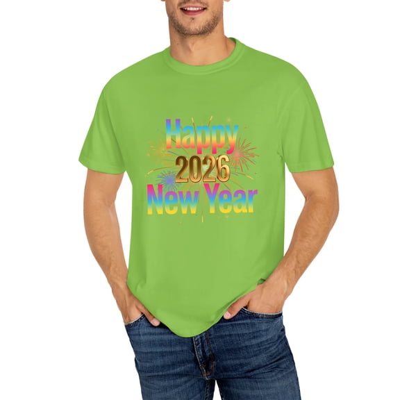 Happy New Year T-Shirt, 100% Cotton Made Comfy Fabric, 2026 New Year's T-shirt, Green S