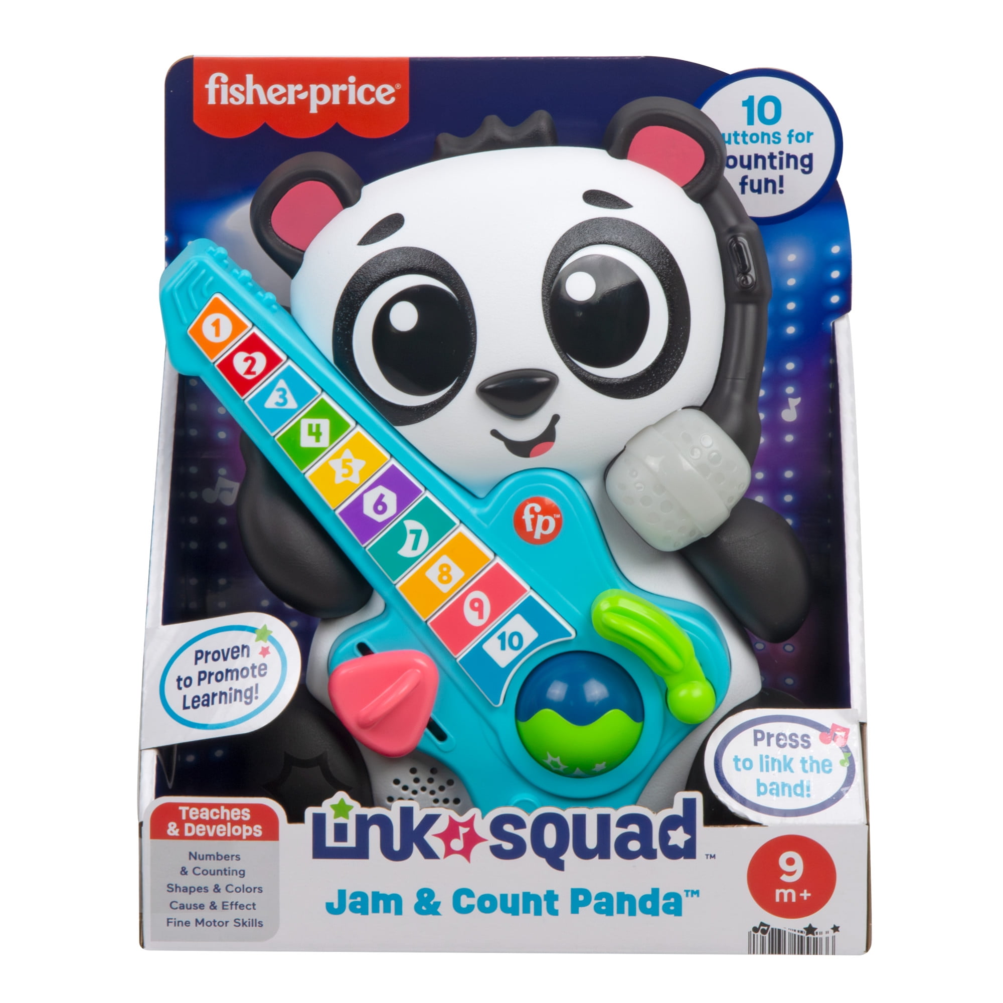 Fisher-Price Link Squad Jam & Count Panda Baby Learning Toy with Music & Lights, 9+ Months